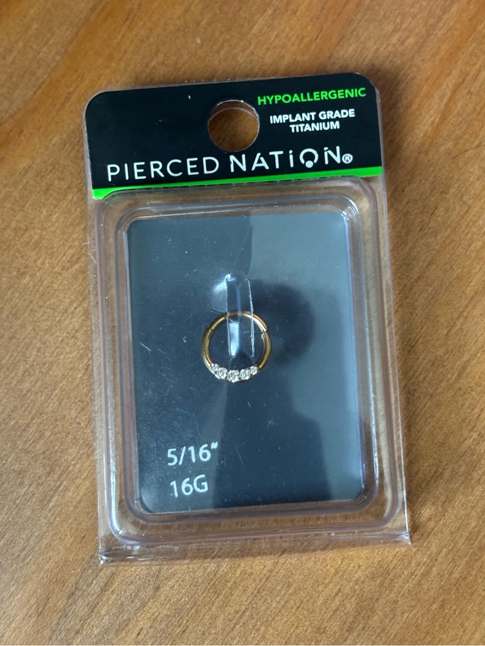 Pierced Nation Titanium Gold Ring with Gems